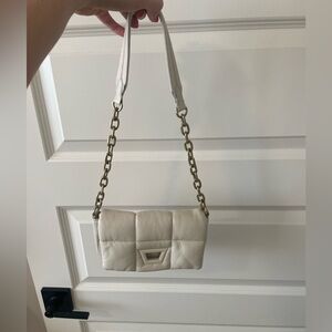 Zara Women’s Cream Quilted Chain Shoulder Bag